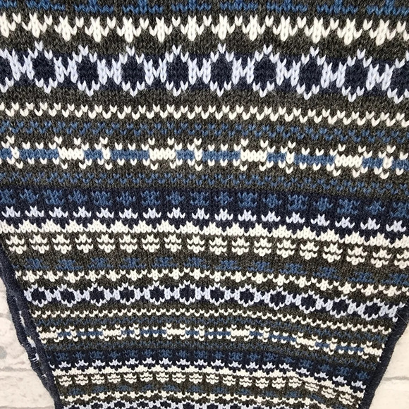 Point Zero Fairisle Jaquard Knit Scarf Cabincore  Olive Green Blues O/S Unisex - Picture 4 of 7